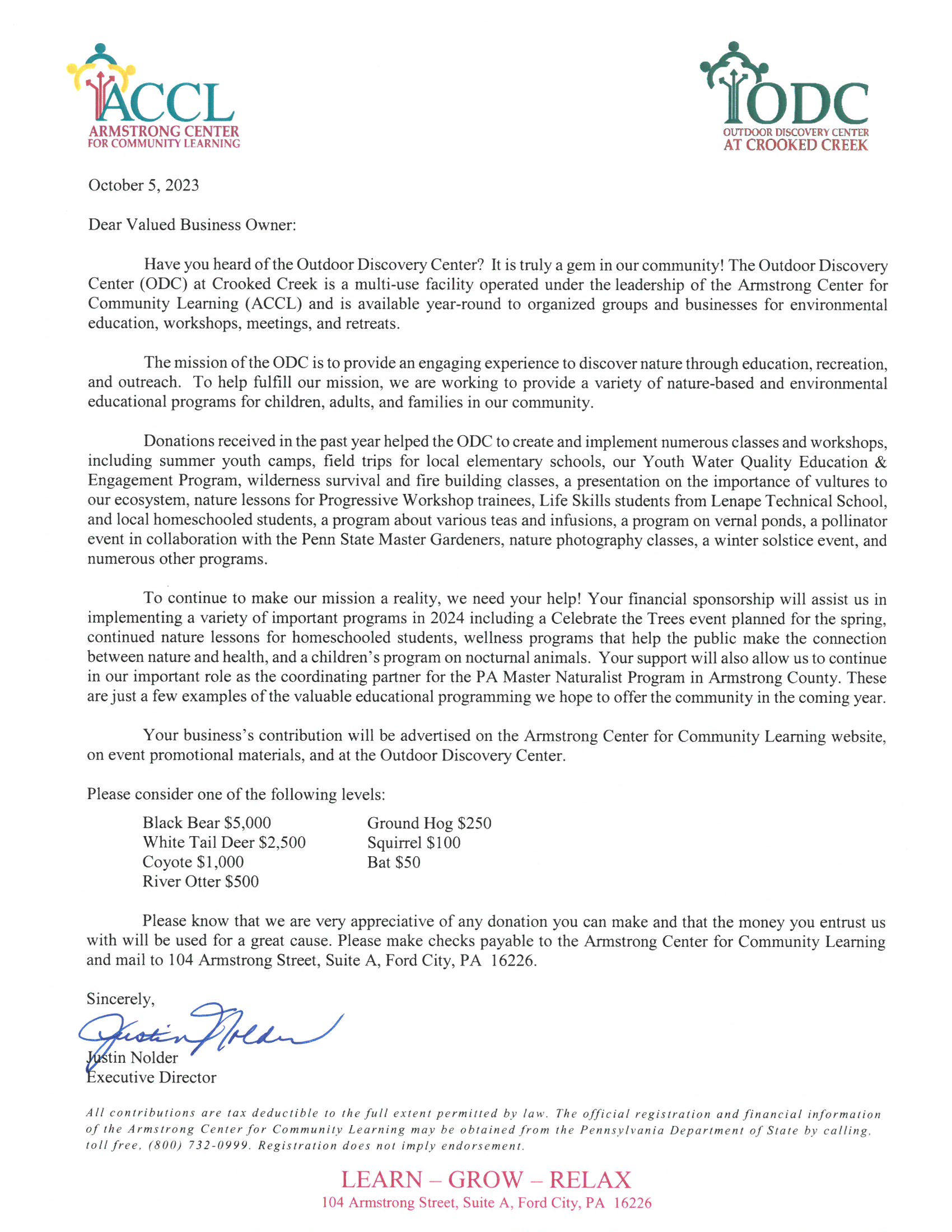2023 Business Appeal Letter