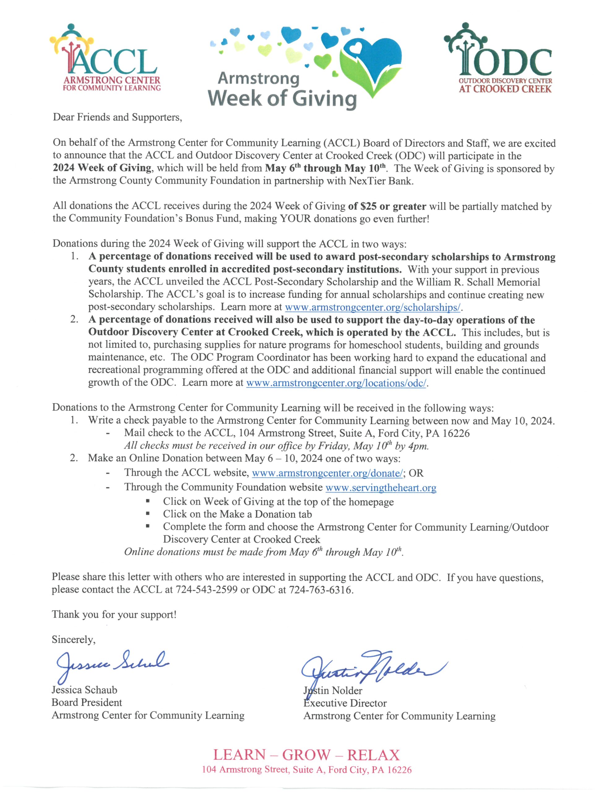 2024 Week of Giving Letter to Donors